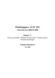 Moduloppgave ALIT 103: Litteratur fra 1800 til 2000 Oppgave 1