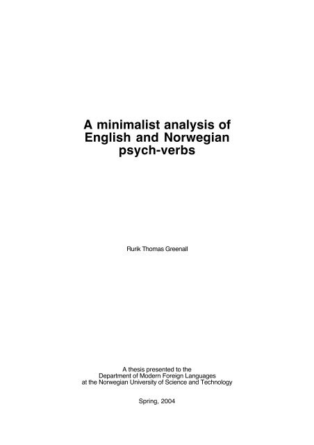 A minimalist analysis of English and Norwegian psych-verbs