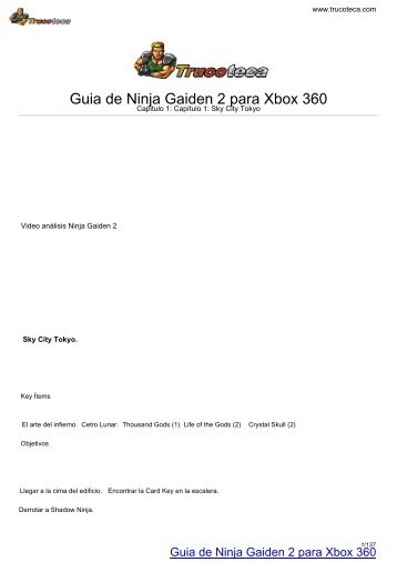 Guia de Ninja Gaiden 2 para Xbox 360 - Trucoteca.com