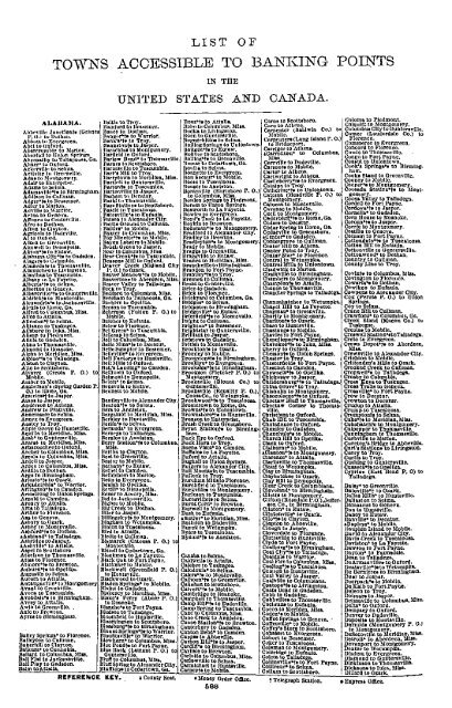 List of Towns Accessible to Banking Points - Fraser