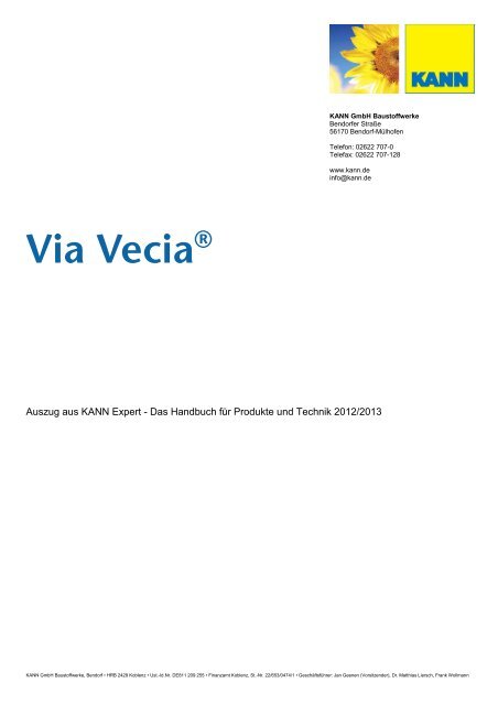 Via Vecia Produktdatenblatt - Kann GmbH
