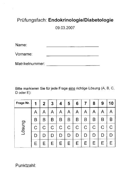 Klausur "Innere Medizin (Endokrinologie/Diabetologie ... - FSRmed