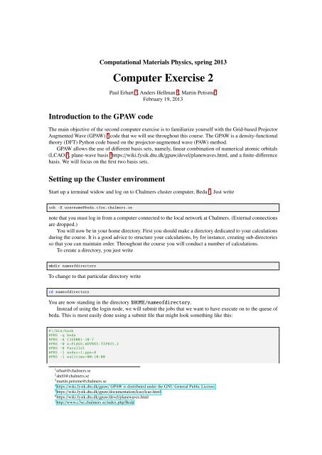 Computer Exercise 2 - Fysik
