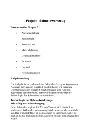 Projekt : Schneidwerkzeug Dokumentation Gruppe 2