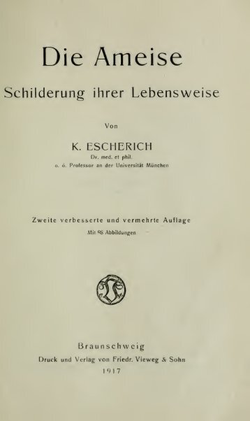 Die Ameise. Schilderung ihrer Lebensweise