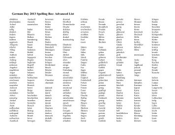 German Day Spelling 2001 Spelling Bee: Beginners List