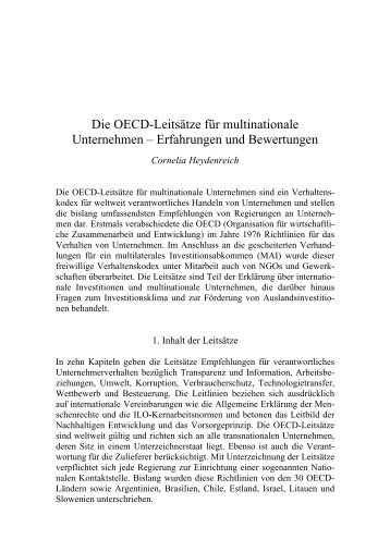 Die OECD-Leitsätze für multinationale Unternehmen ... - Germanwatch