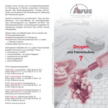 Drogen und Fahrerlaubnis - bei der Avus