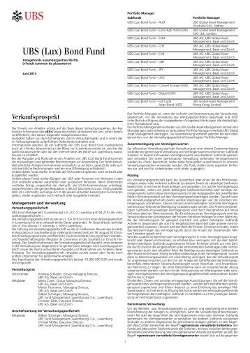 UBS (Lux) Bond Fund - Direktanlage.at