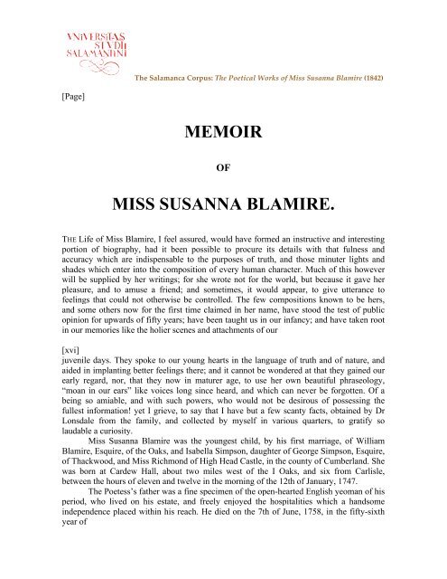 The Poetical Works of Miss Susanna Blamire (1842) - Gredos ...