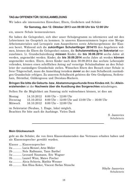 AMTSBLATT DER GEMEINDE GROSSPÖSNA - in Grosspösna