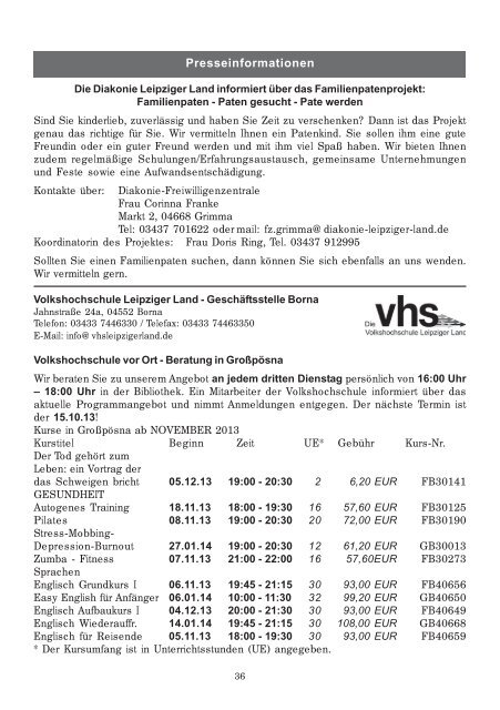 AMTSBLATT DER GEMEINDE GROSSPÖSNA - in Grosspösna