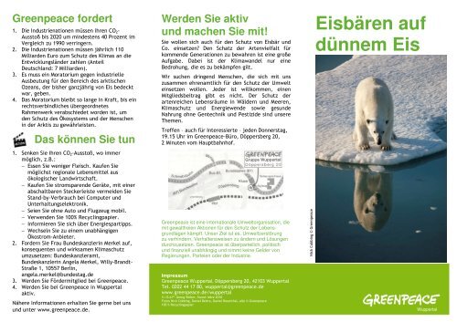 Leporello Eisbär 2010_3 - Greenpeace Gruppen in Deutschland