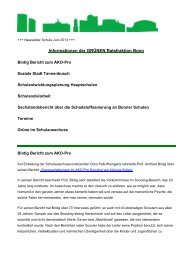 Bonn zu den Themen: Bintig Bericht zum AKO-Pro, Soziale Stadt ...