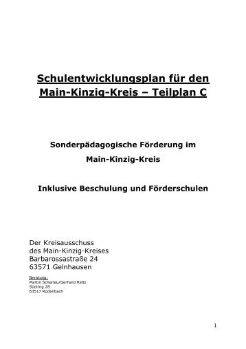 Schulentwicklungsplan Teil C - des Main-Kinzig-Kreises