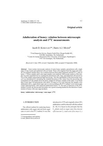 Adulteration of honey: relation between microscopic analysis ... - HAL