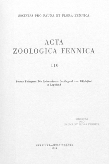 ACTA ZOOLOGICA FENNICA - Helda