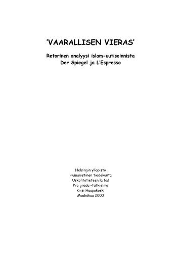 'Vaarallisen vieras'. Retorinen analyysi islam ... - Helda - Helsinki.fi