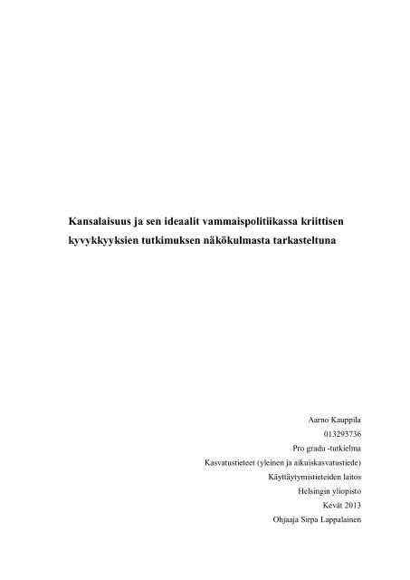 Kansalaisuus ja sen ideaalit ... - Helda - Helsinki.fi