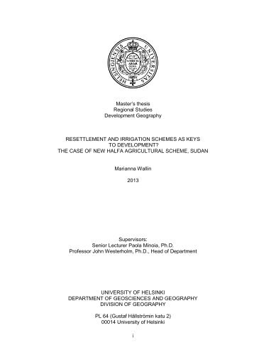 i Master's thesis Regional Studies Development Geography ... - Helda