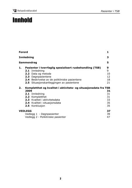 Pasienter i TSB - Helsedirektoratet