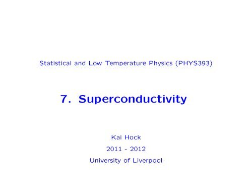 7. Superconductivity - University of Liverpool