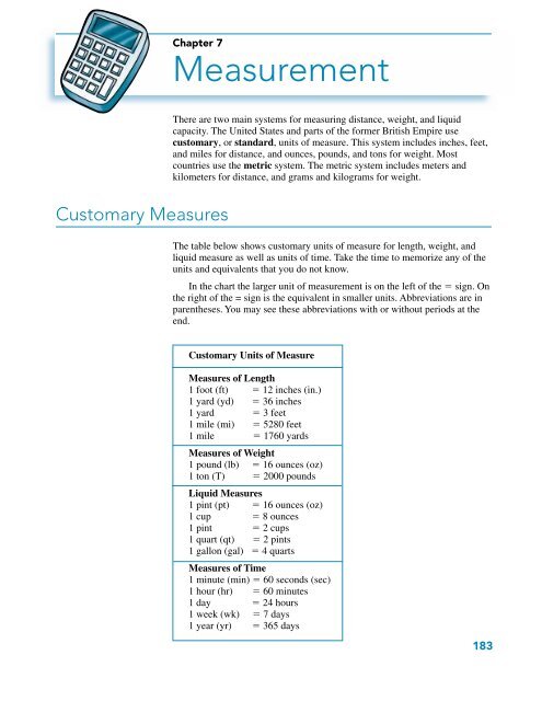 Weight Unit Chart