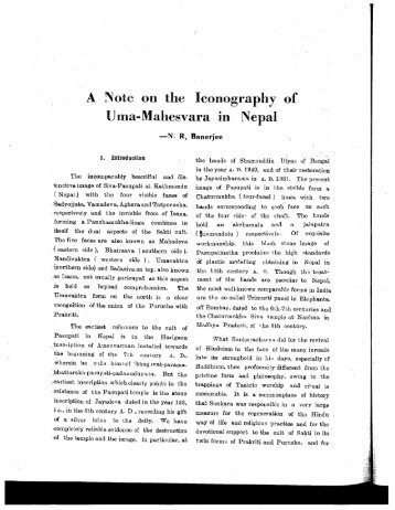 Note on the Iconography of Uma-Mahesvara in Nepal