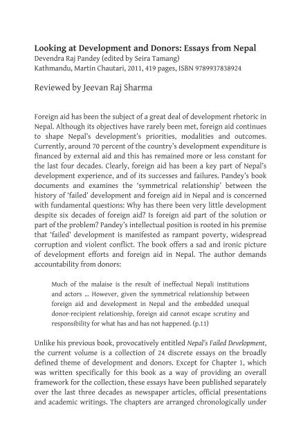 Looking at Development and Donors: Essays from Nepal Reviewed ...