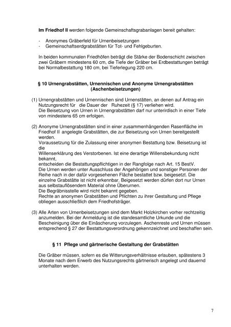 Friedhofs-und Bestattungssatzung - Holzkirchen