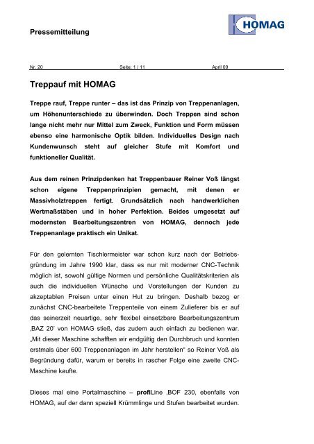 Treppauf mit HOMAG - HOMAG Group - Homag ...