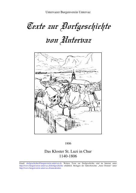 1806-Das Kloster St. Luzi in Chur 1140-1806 - Burgenverein Untervaz