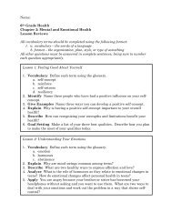 Name: 6th Grade Health Chapter 2: Mental and ... - Catholic Web