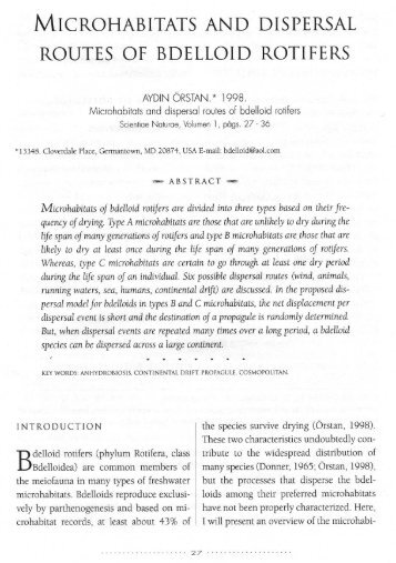 Örstan, A. 1998. Microhabitats and dispersal routes of bdelloid ...