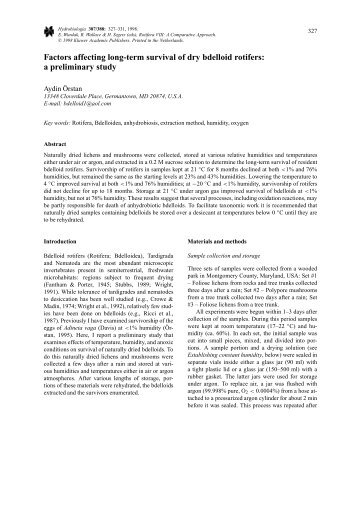 Factors affecting long-term survival of dry bdelloid rotifers: a ...