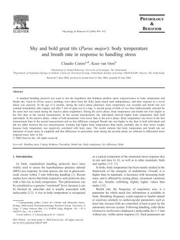 body temperature and breath rate in response to handling stress