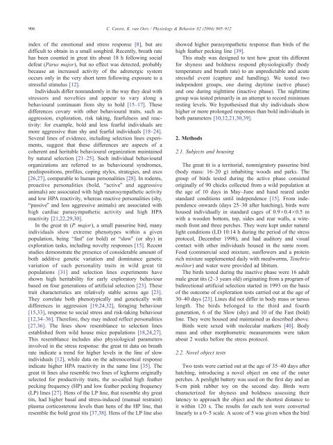 body temperature and breath rate in response to handling stress