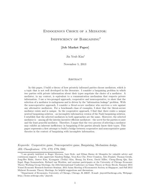 Job Market Paper - Personal Web Pages - University of Chicago