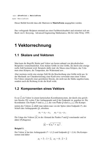 1 Vektorrechnung 1.1 Skalare und Vektoren