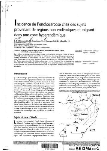 Incidence de l'onchocercose chez des sujets provenant de ... - IRD