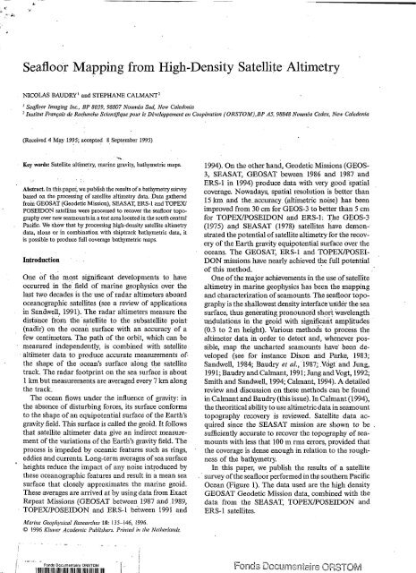 Seafloor mapping from high-density satellite altimetry - Horizon ...