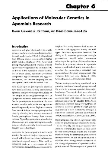 Applications of molecular genetics in apomixis research - Horizon ...