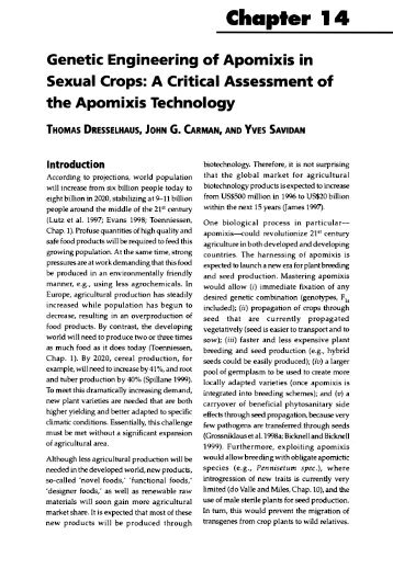 Genetic engineering of apomixis in sexual crops - Horizon ...