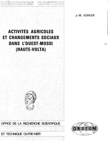 Activités agricoles et changements sociaux dans l'Ouest Mossi ...