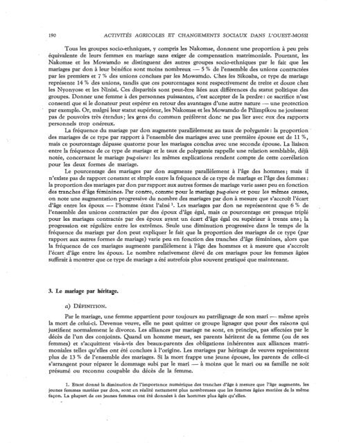 Activités agricoles et changements sociaux dans l'Ouest Mossi ...