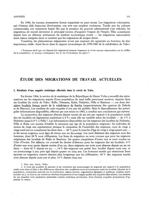 Activités agricoles et changements sociaux dans l'Ouest Mossi ...