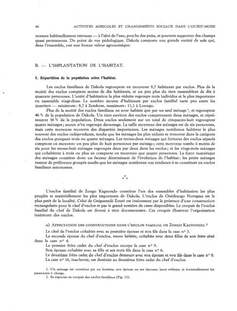 Activités agricoles et changements sociaux dans l'Ouest Mossi ...