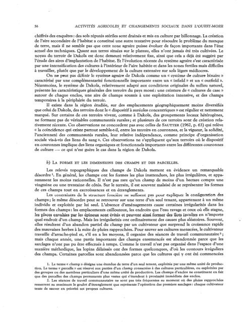 Activités agricoles et changements sociaux dans l'Ouest Mossi ...