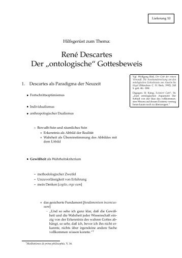 René Descartes Der „ontologische“ Gottesbeweis - Hoye.de