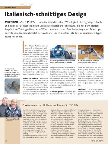 Praxisbericht SL 835 DT UFA-Revue 4/2013 - Althaus AG